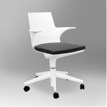 Пластиковый стул с мягким сиденьем, 520x480.5x450x820 мм, белый с серыйм сиденьем